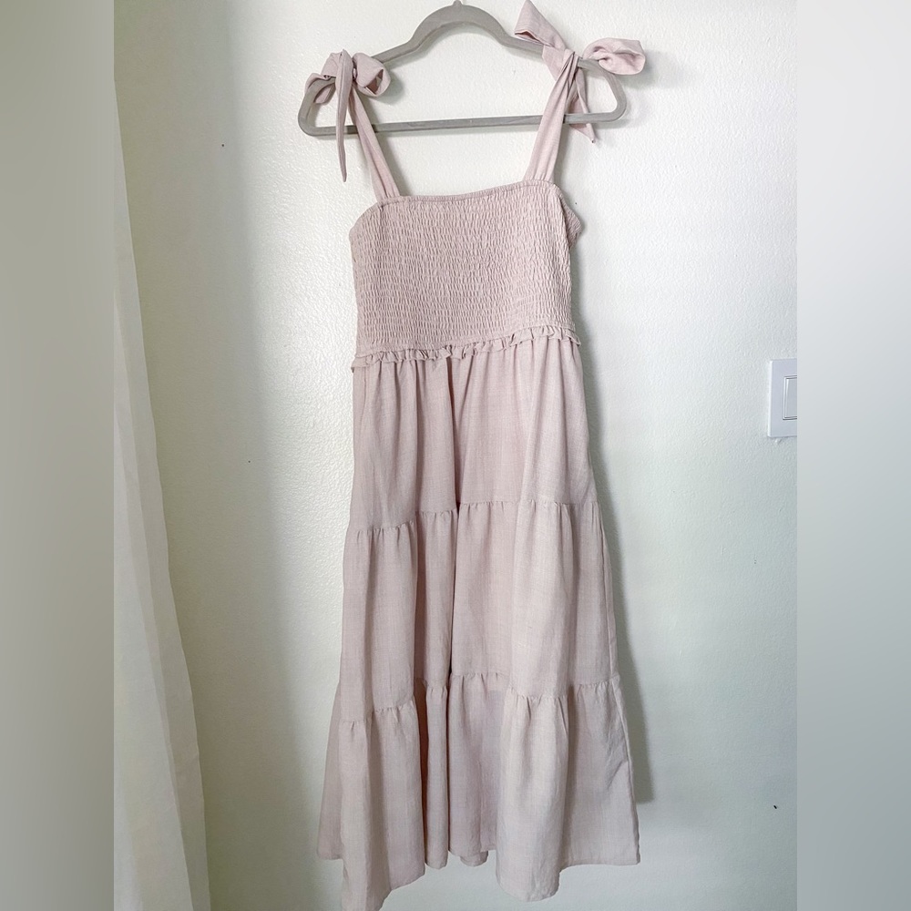 Tie Shoulder Midi Dress
